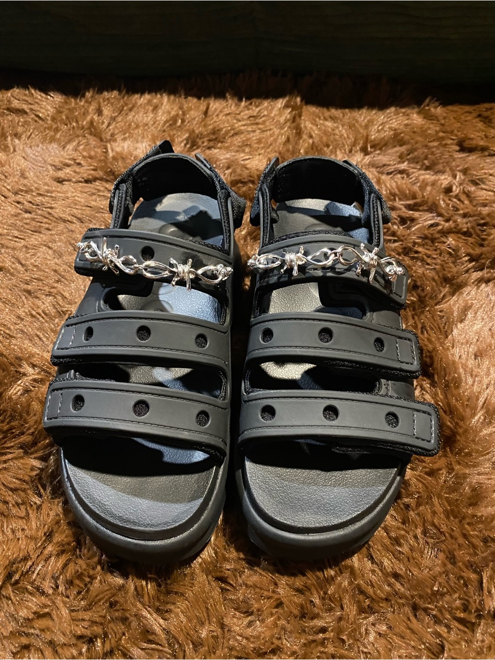 CROCS Soho Sport- Black Triple-Strap Platform Sandals - Picture 3 of 6